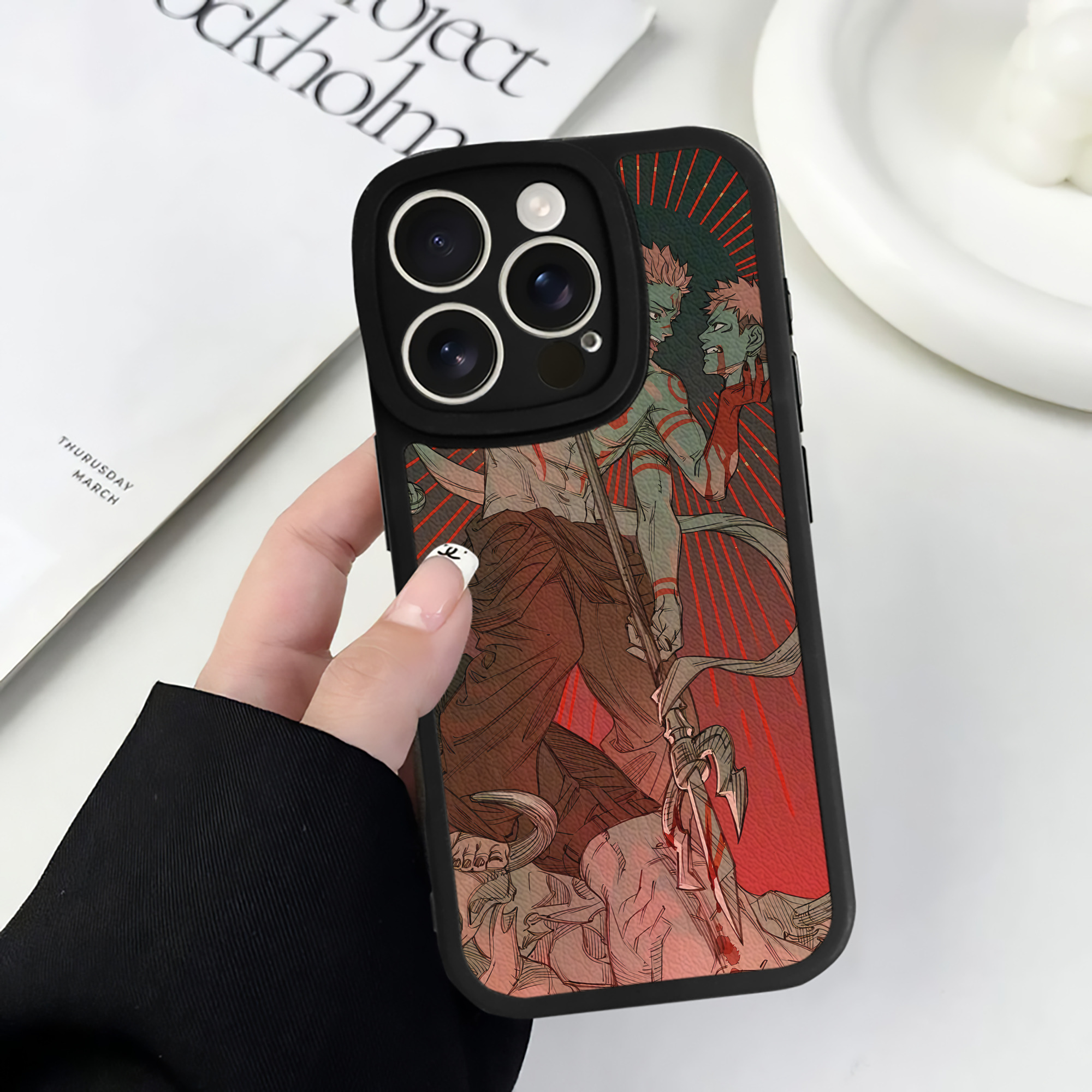 （画像用） 呪術廻戦 Jujutsu Kaisen 【iPhone 16シリーズ対応】シリコンスマホケース（レザー調） 材質：シリコン